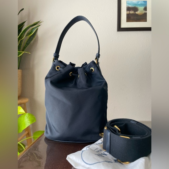 PRADA Duet Nylon bucket navy bag $1,820 - Picture 3 of 16